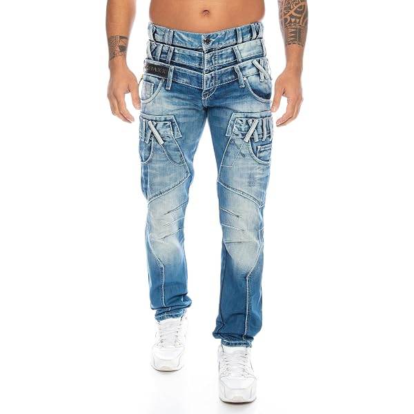 Slim Fit Jeans Für Herren Cipo & Baxx BROOKLYN Herrenjeans – Slim Fit, Denim Blau, Stonewashed, Alle Größen Verfügbar Pico Bello