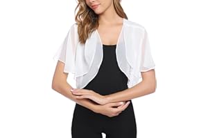 Aottori Bolero Shrug for Women Summer Chiffon Cardigans UK Ladies Short Sleeve Open Front Sheer Shawl Tops Thin Cropped Cardigan Jackets Evening Wedding