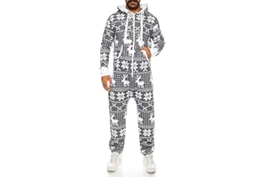Crazy Age Herren Sternen Jumpsuit Overall Strampelanzug Sweat Latzhose Körperanzug Kapuzenpullis
