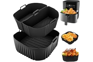 LOMPYEU 3 Stück Airfryer Silikonform Heißluftfritteuse Zubehör, 2 x 3.1L + 1 x 6.2L,Wiederverwendba Silikon Einsatz anstelle Backpapier,Air Fryer Zubehör für Philips 2000 Serie 6.2L NA230