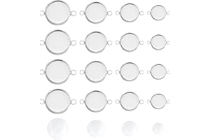 UNICRAFTALE Circa 48 Set 8/10/12/16mm Dimensioni Piatte Rotonde Piatte per Ciondoli con Cabochon Lunetta Vuota in Acciaio Inossidabile Cornice Ipoallergenica Base Castone Colore Acciaio Inossidabile