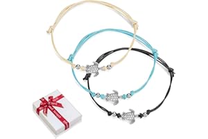 LINJINDE 3 pezzi set cavigliera tartaruga in pelle tessuto boho per donna ragazza,cavigliere regolabile delicato tessile tartaruga signore in pelle cavo caviglia alla catena regalo per compleanno amicizia