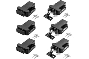 TWOBUD 6 Pcs Black Push to Open Catch Lock Touch Release Latch Cabinets Doors Zinc Plated Double Roller Strong Hold Cupboard Cabinet Door Catches with Screws for Home,Cabinet,Furniture,Antique Bronzed