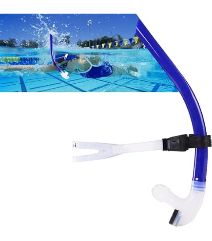 thumbnail image 2 of Center-Mount Swimmer's Snorkel For Training - Silicone Mouthpiece With One-Way Purge Valve 2 of 13