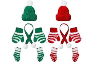 YIZHIXIANGQ Mini Weihnachtsmütze, Nikolausmütze Klein, 12 Stück Mini Weihnachten Schal, Handschuhe, Mini Socken Deko, Weihnachtsmütze Tischdeko, Mini Strickmütze für Weinflasche, Puppenhaus