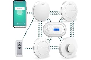 Safeliveo Wireless Interlinked Wifi Smoke Alarm Heat Alarm Carbon Monoxide Alarm with Remote Control, App notification,10 Year Battery, 85dB Buzzer, Silence and Test Function,CE & BS Certified 6Pack