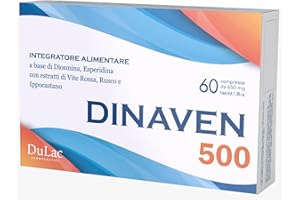 DULÀC FARMACEUTICI 1982 DuLàc, Dinaven 500 60 Compresse da 650 mg, Integratore Alimentare per Circolazione, Gambe Gonfie e Pesanti, con Diosmina ed Esperidina, Ideale per Microcircolo e Capillari Fragili, Made in Italy