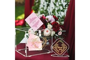 Ywlake Acryl Hochzeit Spardose Halter mit Schild, Große Klar DIY Umschlag Geschenkkartenboxen mit Schloss Slot für Empfang Jubiläum Geburtstagsparty Baby Shower (Golden)