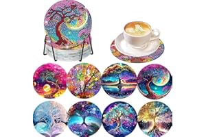 WOPLAGYREAT Diamond Painting Erwachsene Untersetzer Gläser Bastelset Glasuntersetzer Bastelset Set Basteln Zimmer Deko Wohnzimmer Bastelset Kinder 4 Jahre Zubehör Geschenke DIY Leuchtende Träumerei
