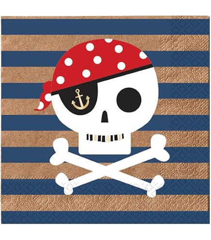8 Assiettes En Papier Pirate 23cm - Motif Carte Au Trésor - Pour Anniversaire Enfant - Décoration Fête Thématique