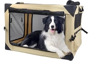YGJT Large Dog Crate, Dog Travel Crate for Car, Collapsible Dog Crate Carrier, Soft Fabric Portable Dog Crates, Dog Cage Dog Kennel Outdoor & Indoor