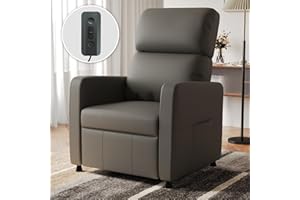 Devoko Poltrona Relax Elettrica, Ergonomica Reclinabile 90°-165°in Pelle PU, Poltrona Reclinabile con Schienale e Poggiapiedi Regolabile, per Anziani/Soggiorno/Ufficio, con Tasconi Laterali, Nero