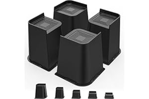 USION Bed Risers 6 inch Heavy Duty Furniture Risers, Up to 6000 Lbs L shaped Bed Lifts Blocks for Sofa Table Couch Desk Bookshelf (Black, 6IN-4PCS)