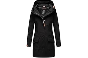 MARIKOO Damen Übergangsjacke Softshellmantel wasserdicht atmungsaktiv mit Kapuze Mayleen XS-5XL