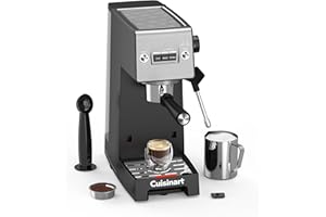 Cuisinart® Slim Espresso Machine | Espresso, Americano, Cold Brew | Integrated milk frother for Lattes and Cappuccino | 15-Bar Pressure, Bottomless Portafilter |Compact Design, Travel Mug Compatible