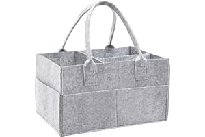 Yueshop Grey Felt Baby Diaper Caddy Nursery Storage Wipes Bag Nappy Organizer Container (Grey)