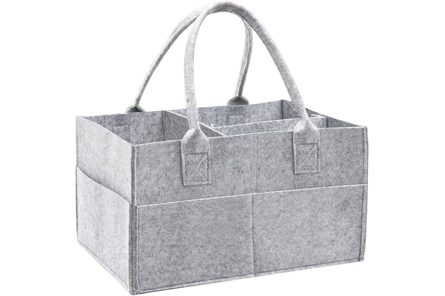 Yueshop Grey Felt Baby Diaper Caddy Nursery Storage Wipes Bag Nappy Organizer Container (Grey)