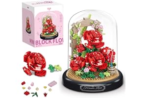 PANYI Set di Blocchi da Costruzione per Bouquet,Set di Costruzione Fiori e Piante,Blocchi di Bouquet di Rose Immortali,Set di Blocchi di Fiori Fai Da Te Per Adulti, Adulti e Bambini