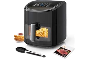 EUARY Friteuse sans Huile 7,5L Avec Fenêtre Visible,Air Fryer 1700W,Friteuse à Air Chaud avec 12 Programmes,Panneau tactile LED. Utilisation dans panier ou tiroir. Livre de recettes inclus.