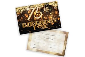 STUFF4 75th Birthday Party Invitations Men Women - Gold Confetti 20 Pack - Adults Birthday Invitations for Friends Family A6 Bday Party Invites Invitation Cards with Folding Envelopes