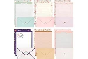 KSIWRE Writing Paper with 18 Matching Envelopes - Lined, Fresh Floral Style - For Invitations, Gifts, Holiday Wishes - Pack of 36