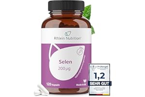 R(H)EIN NUTRITION Selen Hochdosiert - Selen 200µg - 120 Kapseln 4 Monate Vorrat - Selenium - Vegan Ohne Zusätze in Deutschland hergestellt - Rhein Nutrition