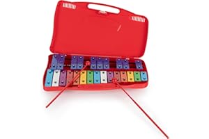 Classic Cantabile GSR-25 Sopran Glockenspiel - Kinder Xylophon mit 25 Tönen - Inklusive praktischem Tragekoffer und Schlägeln - Rot