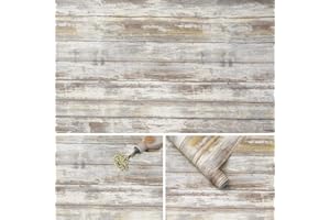 ARTHOME WALL DECOR Arthome vinilo adhesivo muebles Madera Rústica, 90cmx3m Gris Papel Pintado Autoadhesivo, Contacto Papel Adhesivo Decorativo para Encimeras, Armarios, Removible Pared Vintage con Tablones Madera