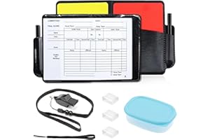 KMUQSHY Cartellini Arbitro Calcio Kit, Cartellini Rossi e Gialli con Fischietto, 4 Libri di Report e Borsa, Set Arbitro con Matita per Partite di Calcio, Allenatori, Insegnanti Sportivi, Competizioni e Scuola