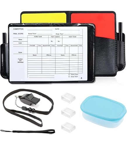 Gosknor Set Cartellini Arbitri Calcio, 2pz Cartellini Rossi e Gialli con Custodia in Pelle Carta Registrazione Matita per Pallavolo Calcio Baseball Rugby Kit Accessori Ideali per Allenatori