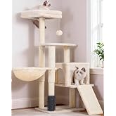 Heybly Scratching Post for Cats, Self-Cleaning Brush, Tree for Domestic Cats, with Smooth Plush, Rest Chair, Cat Nest with Pa