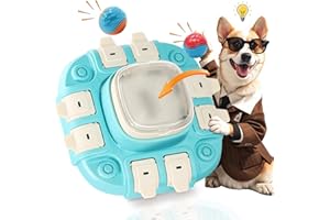 DOUBLECARE Juguete para Perros Inteligencia, 3-In-1 Juguetes Interactivos Perros con 2 Niveles de Dificultad,con 2 Pelotas y 4 Bases Antideslizante, Alimentador Lento, Fomenta una Alimentación Saludable