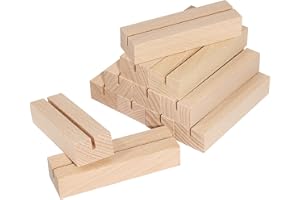 Srvnpioy 16Pcs Wooden Table Number Holders for Weddings 10x3x2 cm, Place Cards Holders for Tables, Table Name Photo Picture Holders Wood Stands for Acrylic Signs Christmas Home Decorations