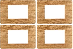 ZOREI 4 Pezzi Placche Compatibile Con Vimar Plana, Placche In Plastica (3 Posti/Moduli,Legno Scuro)