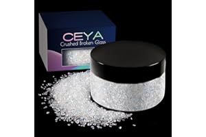 Ceya 5.3oz/150g Irréguliers éclats De Paillettes De Pierre, Colorées Blanc Concassée En Verre éclats De Métal De 2 à 4 mm pour Le Bricolage Nail Art, Les Ornements, L'artisanat, résine époxy, bijoux