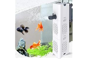 OSATNB Leise Aquarium Innenfilter 4in1 Aquarienfilter, 500-1800L/H Aquarien Filter mit 2 Filterschwämmen Wasserpumpe Sauerstoff Belüftung Wave Maker für 20L-1500L Aquarium (6W 500L/H)