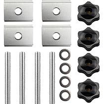 Set Di 5 Bulloni A T Con Manopola M6 X 40mm - Per Guide A T, Lavorazione Legno, Acciaio Inox E Ottone