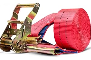 NTG Sangles de Serrage pour Rail d'ancrage Kombi avec cliquet | 5 mètres | en Deux Parties | Sangle à cliquet | 50mm | 2000kg | daN