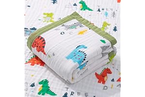 Hivia 110 * 110CM Couverture Bebe-Gaze de Coton 6 Plis Couverture Bebe Naissance，Cadeaux pour Les Nouveaux-nés Convient aux Bébés de Tous âges|Lit de Bébé