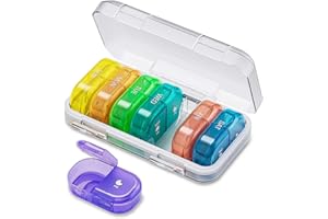 ‎ONTERATE ONTERATE Tygodniowy Organizer na Tabletki 2 Razy Dziennie, AM PM Pudełko na Tabletki 7 Dni, Przenośne, Odporne na Wilgoć Etui na Tabletki 14 Przegródek, Podróżny Pojemnik na Tabletki (Kolorowy)