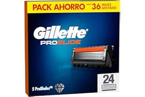 Gillette Proglide Pack de 24 Recambios Para Maquinillas De Afeitar Para Hombre, Cuchillas De Afeitar Con Doble Lubricación y Recortadora De Precisión