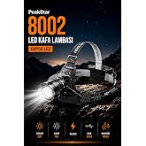 PeakStar Ps-8002 Sens&ouml;rl&uuml; Zoomlu Profesyonel 3000 L&uuml;men Xhp50 Led Usb'li Şarjlı Kafa Lambası