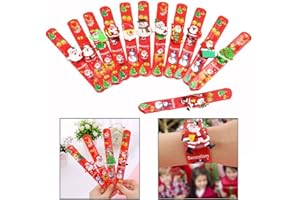 OFKPO 12 Paquetes Navidad Hule Pulseras de Luces LED, Pulsera de Goma Artículos de Fiesta, Slap Pulsera de Pulsera de Silicona para los Niños