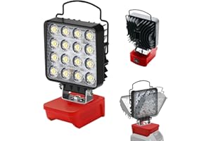 Akocire Compatible with Milwaukee M18 Battery Cordless Work Light, 48W 4800LM LED Flood Lights, 2 Brightness Battery Light with Low Voltage Protection,Job Site Lighting for Workshop Garage Camping