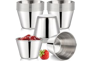 Bekith 20pcs Tasses à Sauce en acier Inoxydable 75 ml Sauce à Condiments Trempettes Sauces Bol pour Barbecue Restaurant Maison