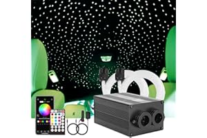 CHINLY Bluetooth 12W RGBW Twinkle LED Kit de luces de techo de estrella de fibra óptica APLICACIÓN/Control remoto 400pcs * (0.5 + 0.75 + 1.0mm) para el hogar/el automóvil