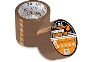 G4GADGET Pack of 3 Strong Brown Packing Tape – 48mm x 66m – Heavy Duty Parcel Tape for Moving Boxes, Shipping and Packaging