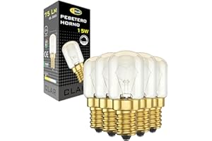CLAR - Backofenlampe E14 15W 300 Grad, Glühbirne für Backofen und Kühlschrank, Mikrowellen-Lampe (5er Pack)