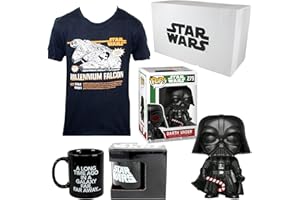 WOOTBOX Collector's Gift Set – Stars Wars – Darth Vader Funko Pop Figurine & Millenium Falcon T-Shirt – Size M Unisex