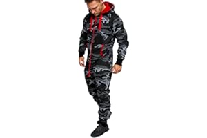 Amaci&Sons Herren Overall Jumpsuit Jogging Onesie Trainingsanzug Camouflage 3001
